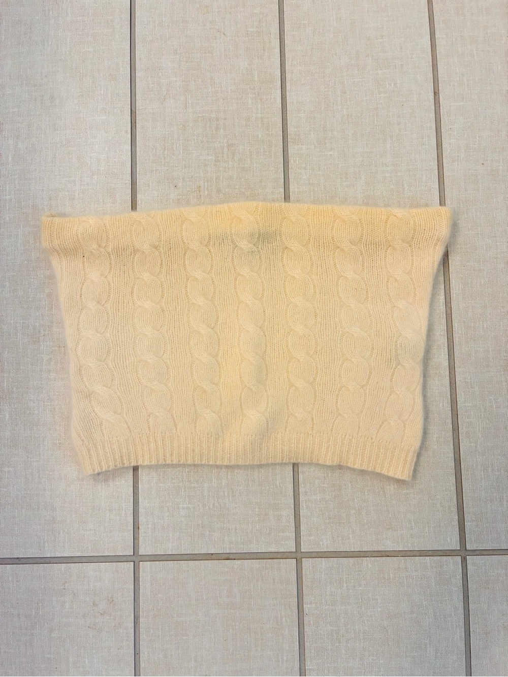 Ralph Lauren Black Label VTG Cream Cable Knit Cashmere Sweater Tube Top S